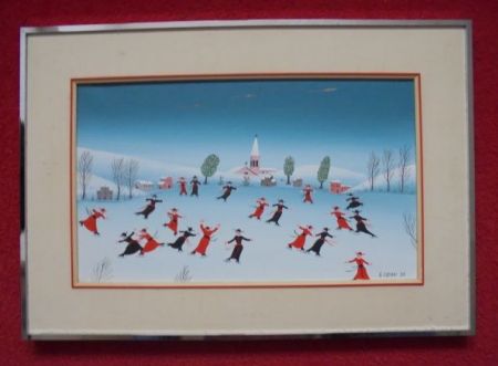 Cariani.Giovanni Cariani.Italie.Schaatsen 1978.Naive kunst.